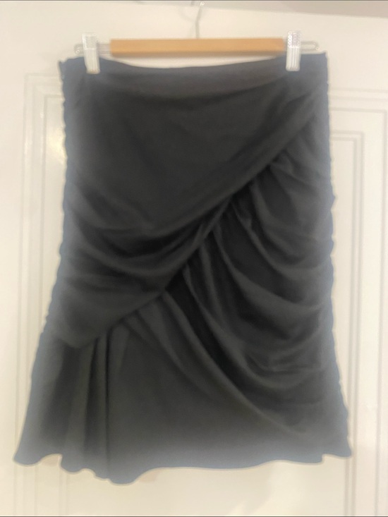Nanette Lepore Dresses & Skirts - Nanette Lepore Black Draped Midi Skirt with Ruched Overlay